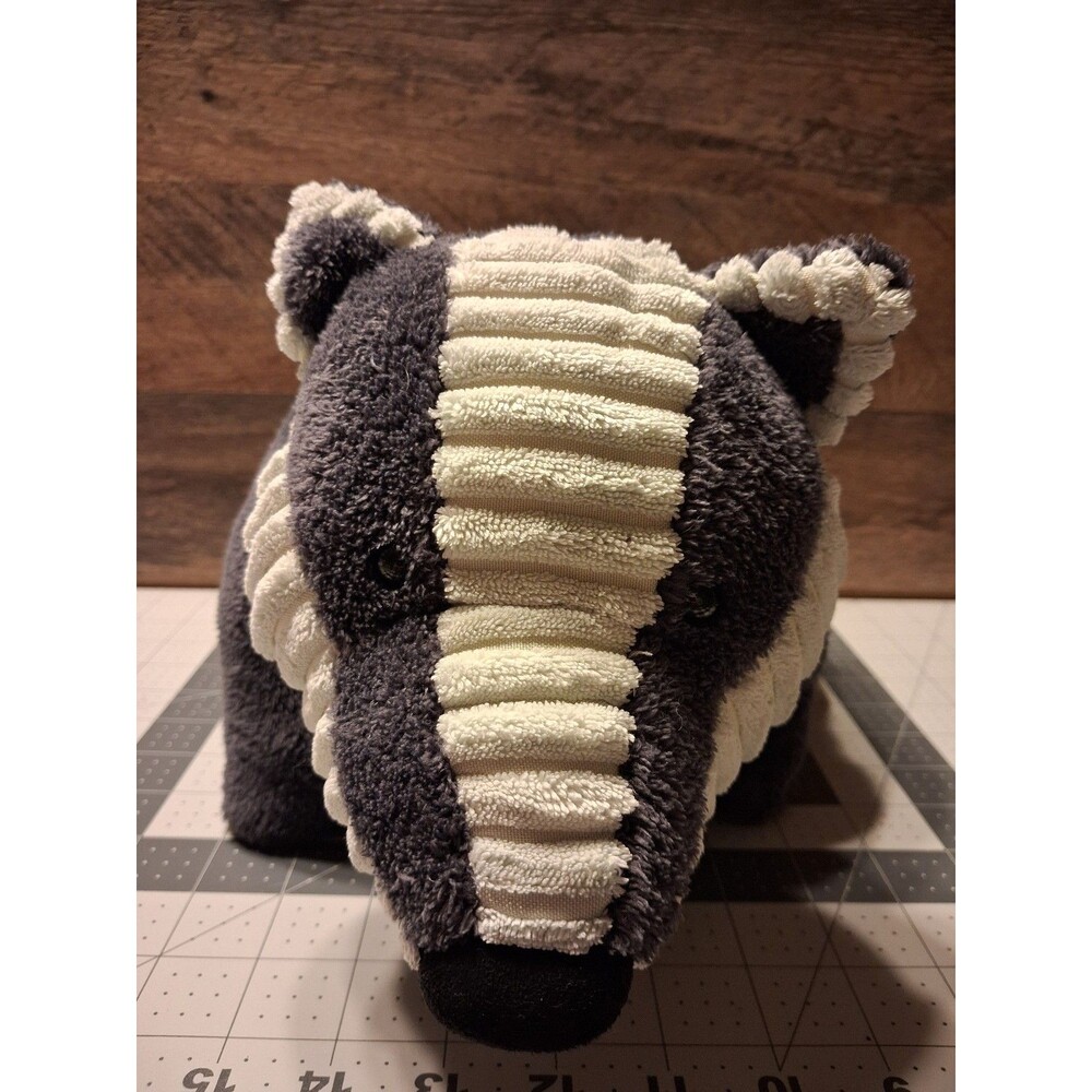 Jellycat Snoozle Badger plush grey ivory textured